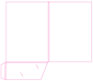 Stock Die: 1. Finished Size: 303x215mm. Capacity: 5mm. (Flat Size: 393x460mm – 1up SRA2). Pocket Depth: 85mm – Up from foot.  It comes with or without business card slits.